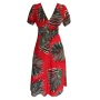 Dress 558 - Button Up Midi Dress - Red Autumn Fern - FRONT