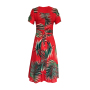 Dress 558 - Button Up Midi Dress - Red Autumn Fern - REAR